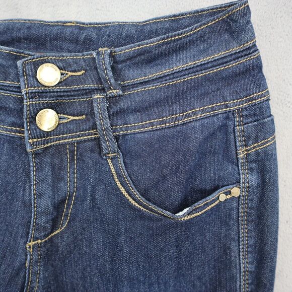 C est Toi Pants Womens 0 Blue Skinny Low Rise Stretch Zip Dark Wash Denim Jeans - Picture 12 of 16